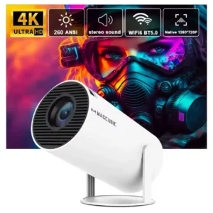 Mini Vidéoprojecteur HY300 Pro 4K Android 11 WiFi6 BT5.0 – Home Cinéma Portable 260ANSI, Native 1280x720p