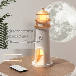 Lampe projecteur de lune design phare avec telecommande, projection lunaire, veilleuse